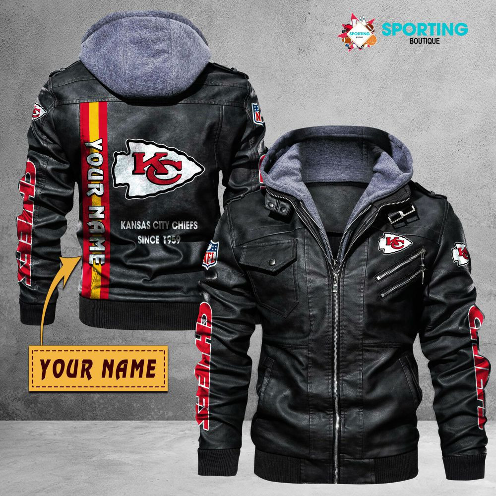 Kansas City Chiefs VITC9025 – Premium & Ultra-Thick Leather Jacket with Fleece Hood