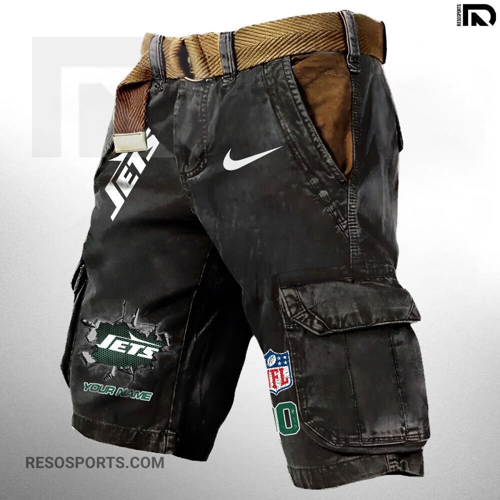 New York Jets Pocket Print Cargo Shorts (Belt Not Included) S9MCS122