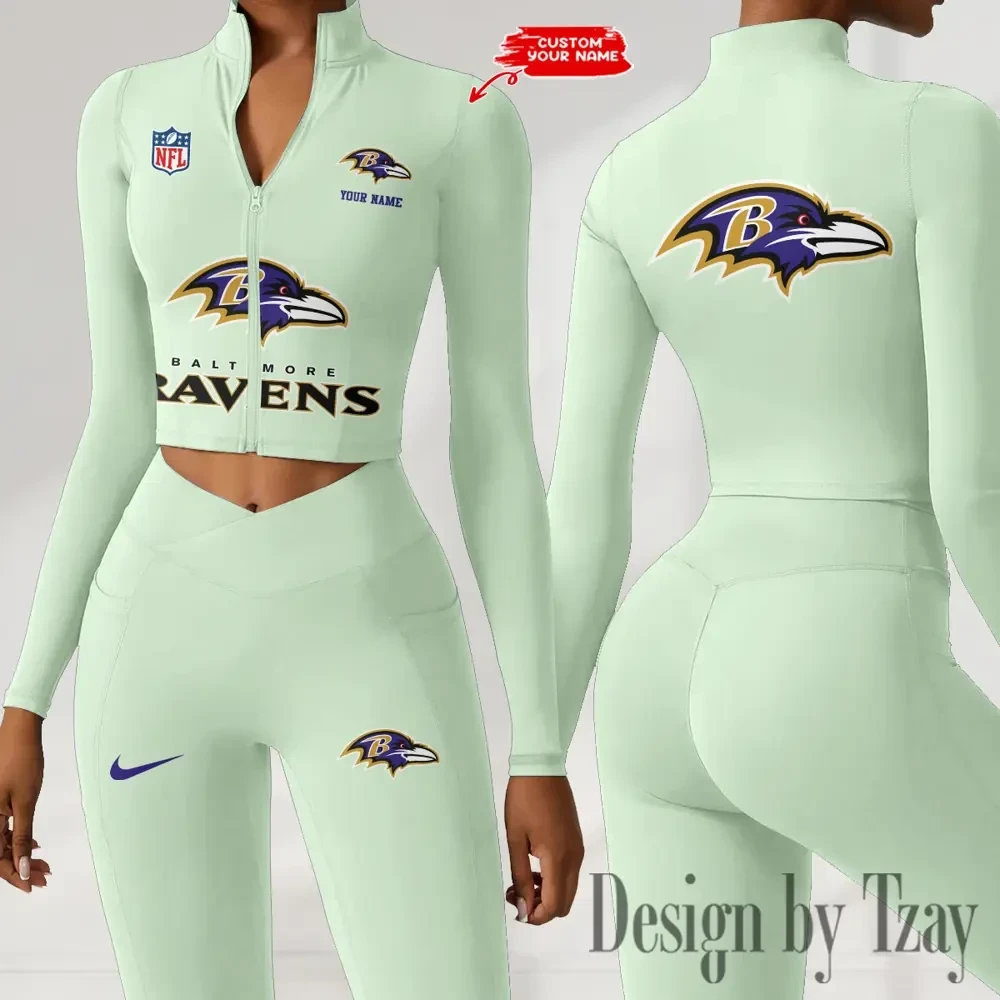 Baltimore Ravens Zipper Sports Top Women Gym Long Sleeve for Fitness SPTZSTW035