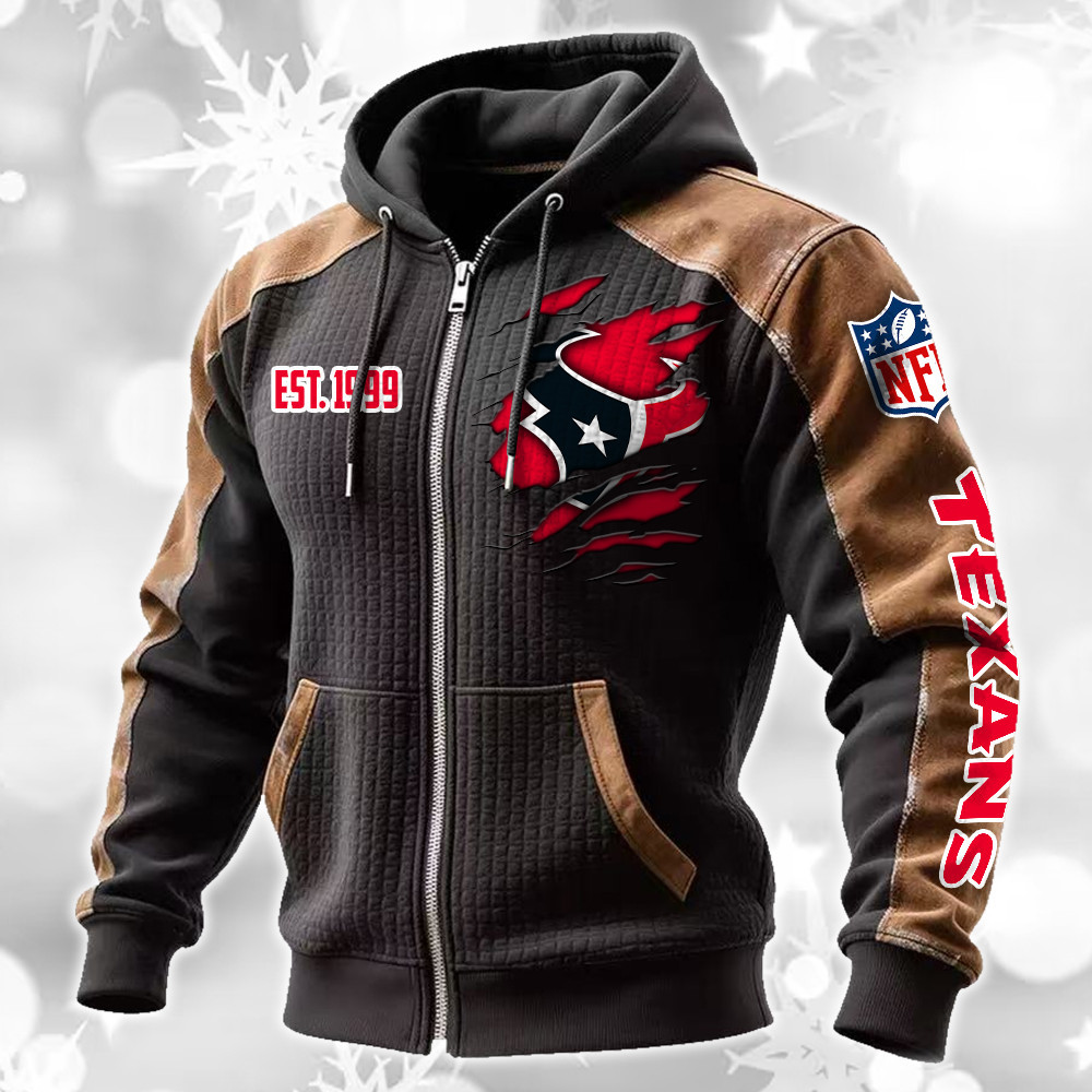 Houston Texans Waffle Full-Zip Fleece Hoodie DMAG0013