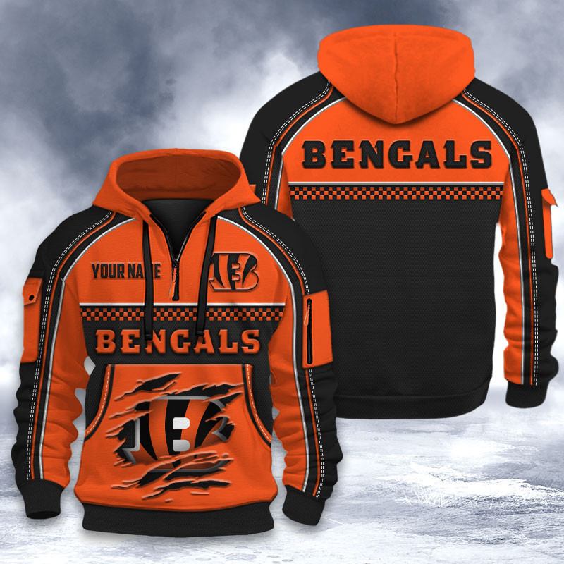 Cincinnati Bengals DMHT2519 3D Half-zip Hoodie