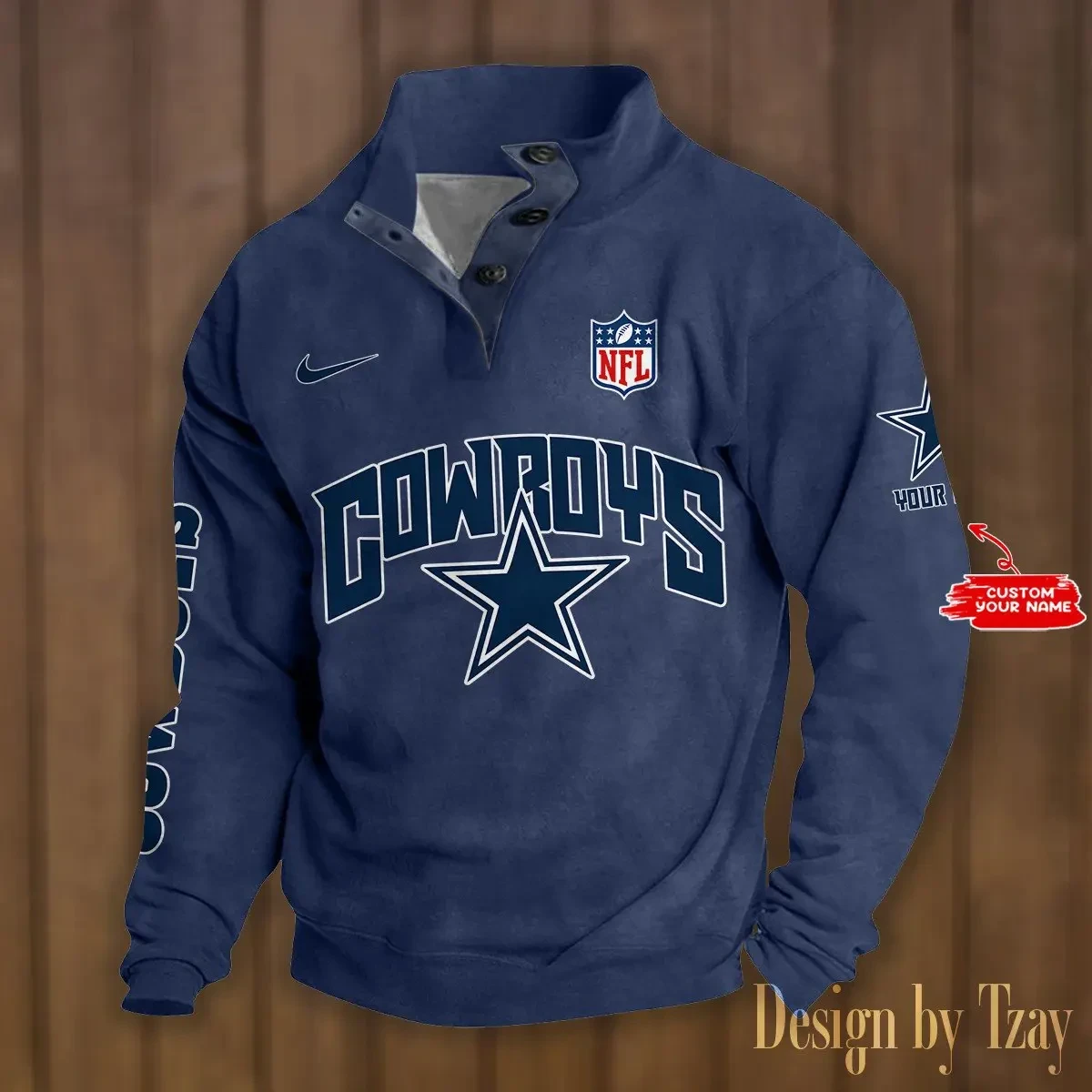 Dallas Cowboys Premium Stand-Collar Game-Day Pullover - Engineered Warmth & Personalized Name S9DBSCH041