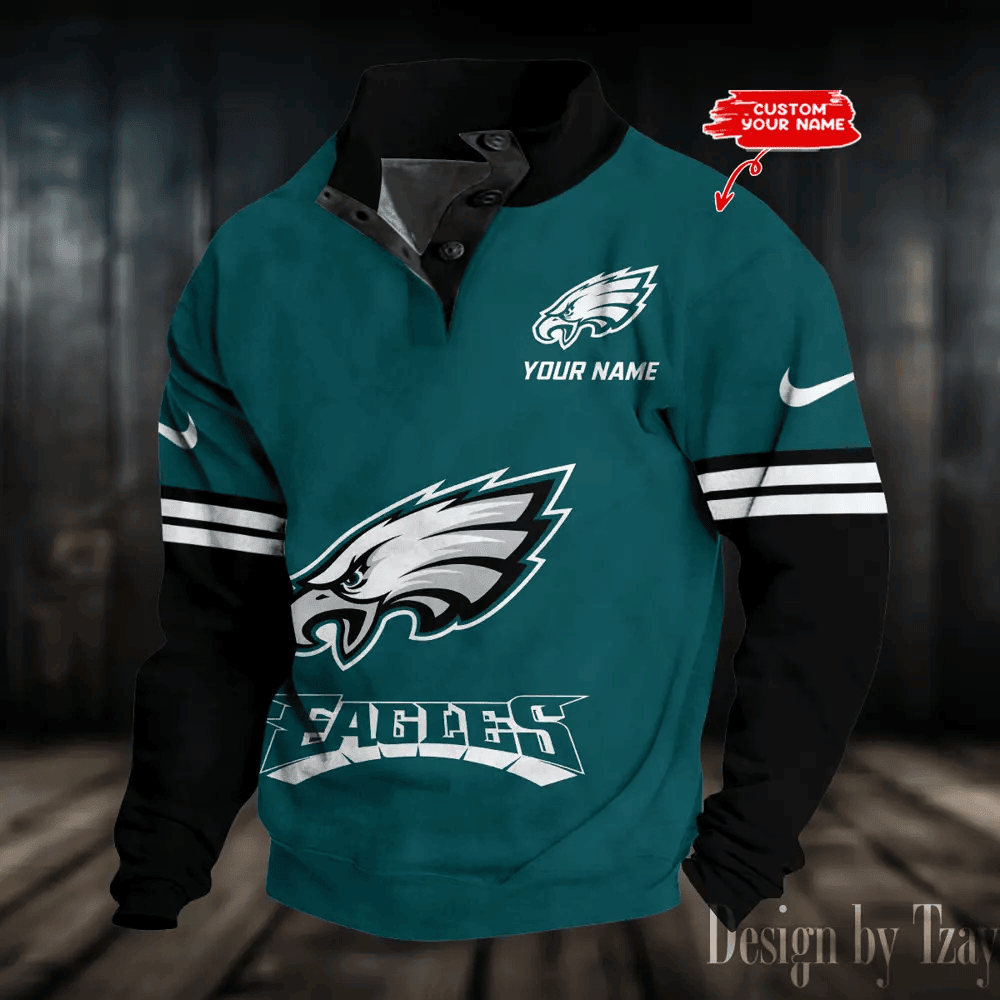 Philadelphia Eagles NFL Premium Stand-Collar Game-Day Pullover - Engineered Warmth & Personalized Name S9DBSCH697