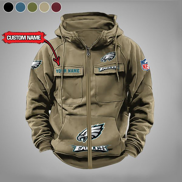 Philadelphia Eagles Vintage Men Hoodies Zipup DV5 AZVMHD013
