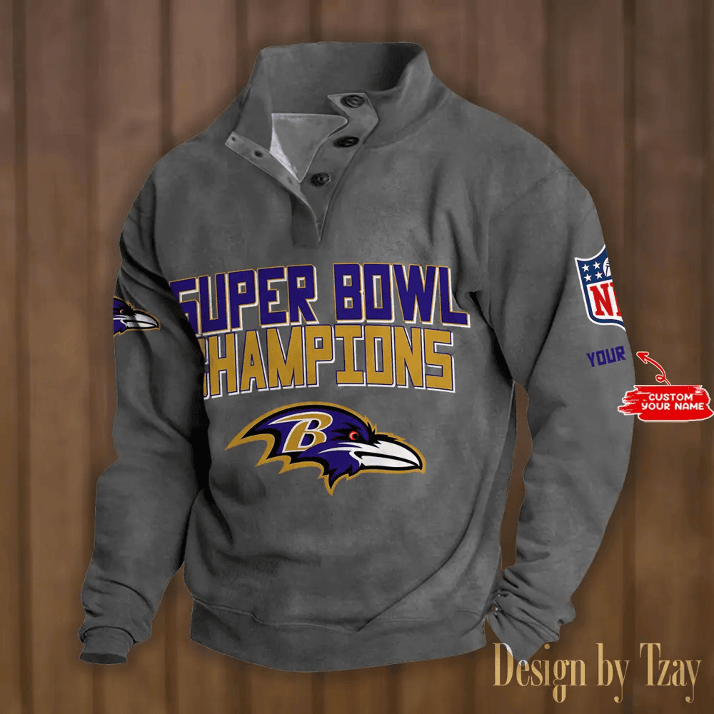 SPTS9DBSCH287-Baltimore Ravens Premium Stand-Collar Game-Day Pullover - Engineered Warmth & Personalized Names DV8