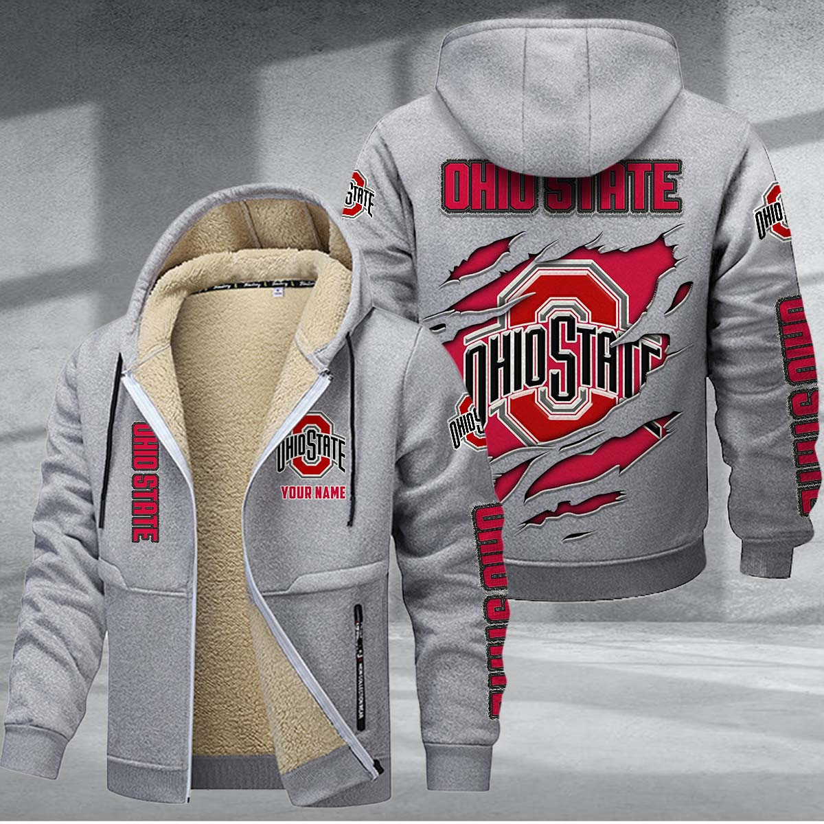 Ohio State Buckeyes Sherpa-Lined Zip Hoodie PURZC345