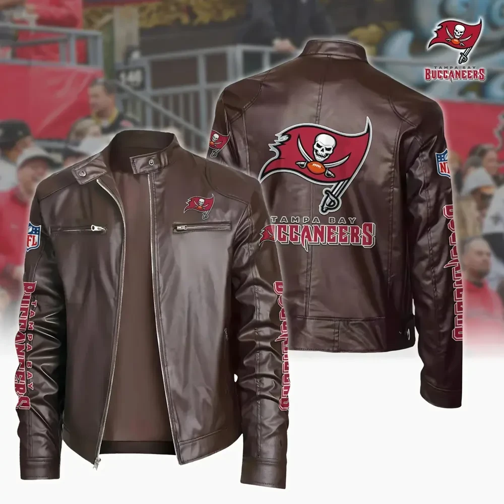 Ultra-Premium Leather Jacket Dual Zip Chest— Tampa Bay Buccaneers SPTSLJ029