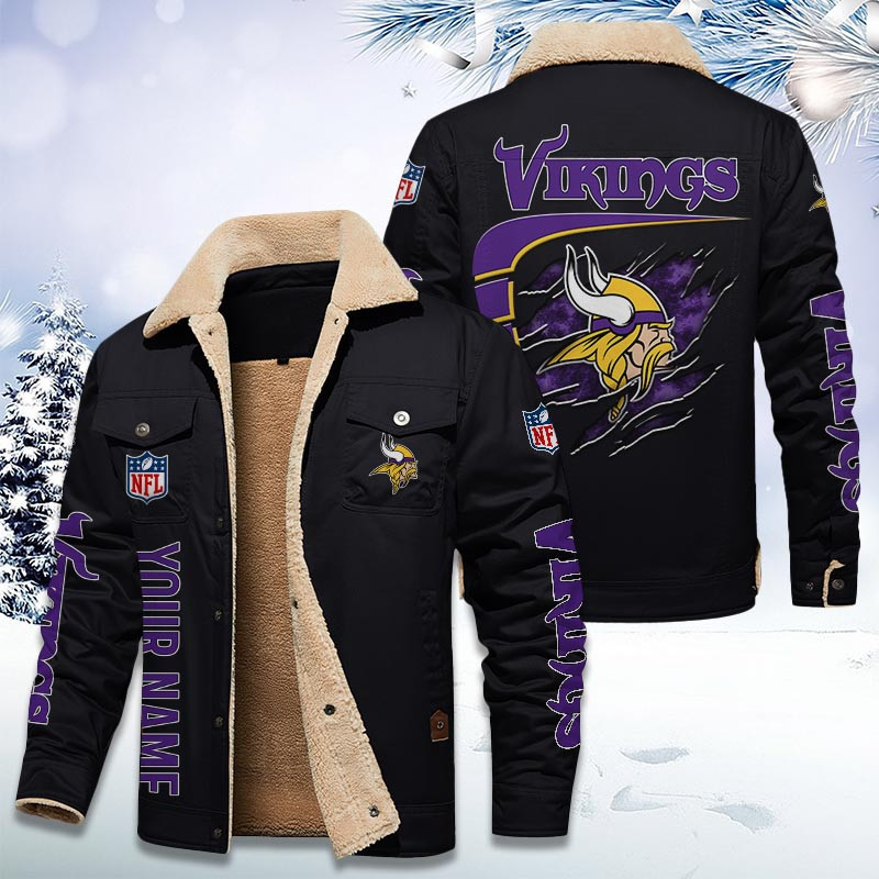 Minnesota Vikings Personalized Sherpa Fleece Trucker Jacket DMHL1038