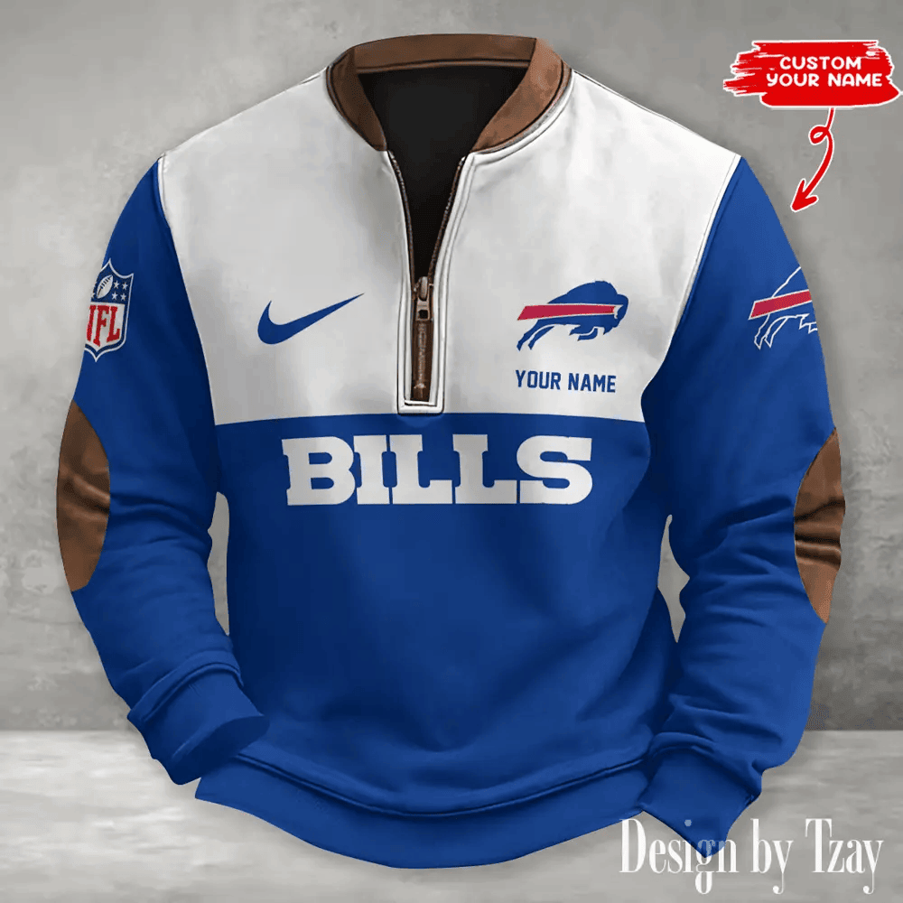 S9MPZNS113-Buffalo Bills Premium Personalized Game-Day Quarter-Zip
