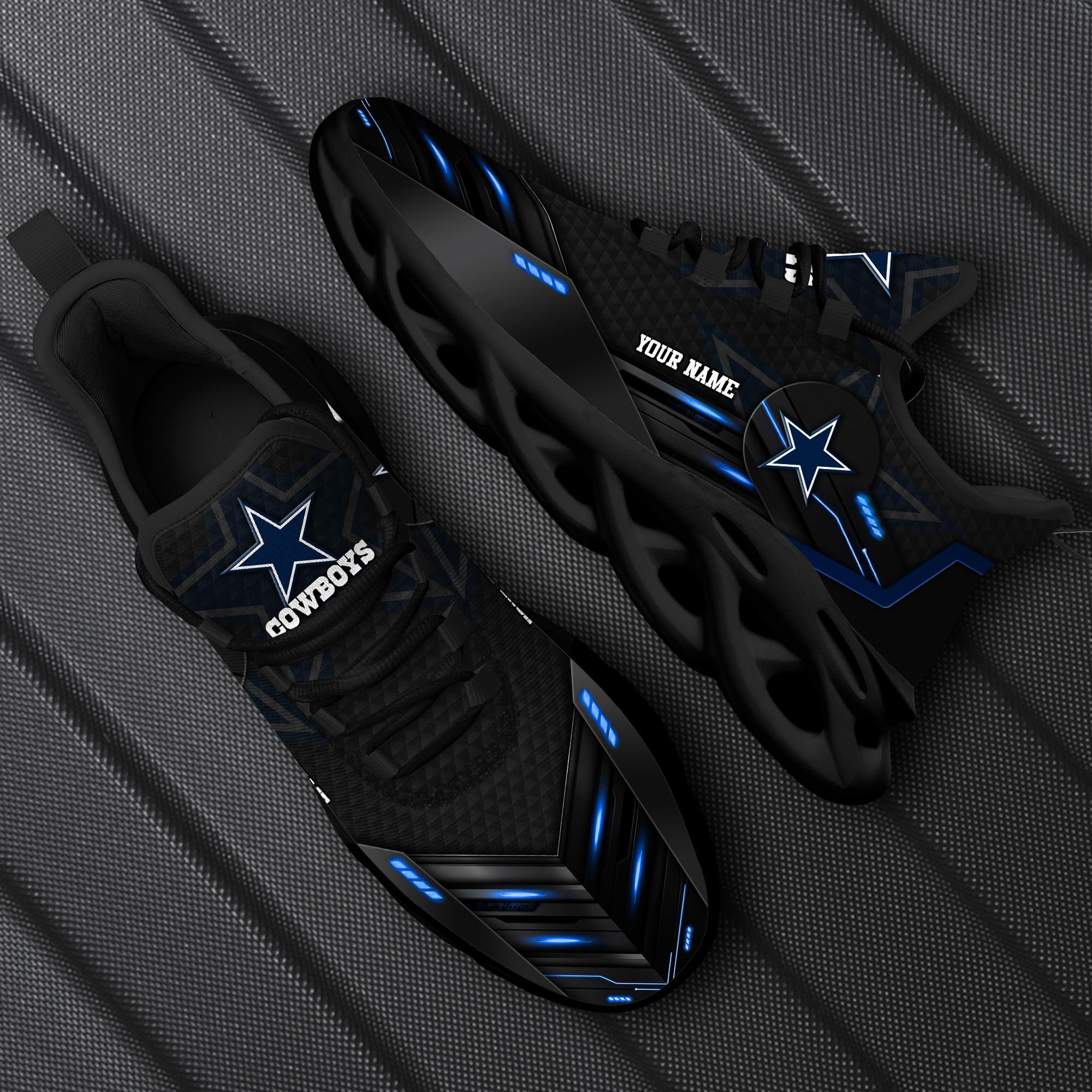 Dallas Cowboys Black Clunky Sneaker Custom Your Name, Sport Sneakers, Gifts For Fan, Gifts For Dad ETRG-43331