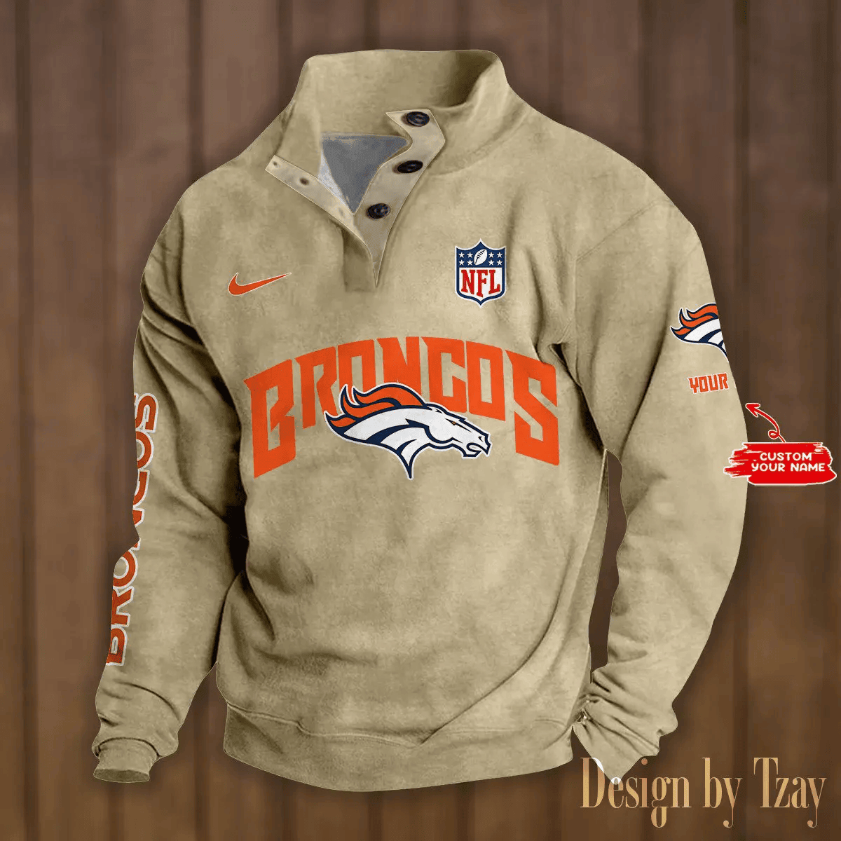 Denver Broncos Premium Stand-Collar Game-Day Pullover - Engineered Warmth & Personalized Name S9DBSCH042