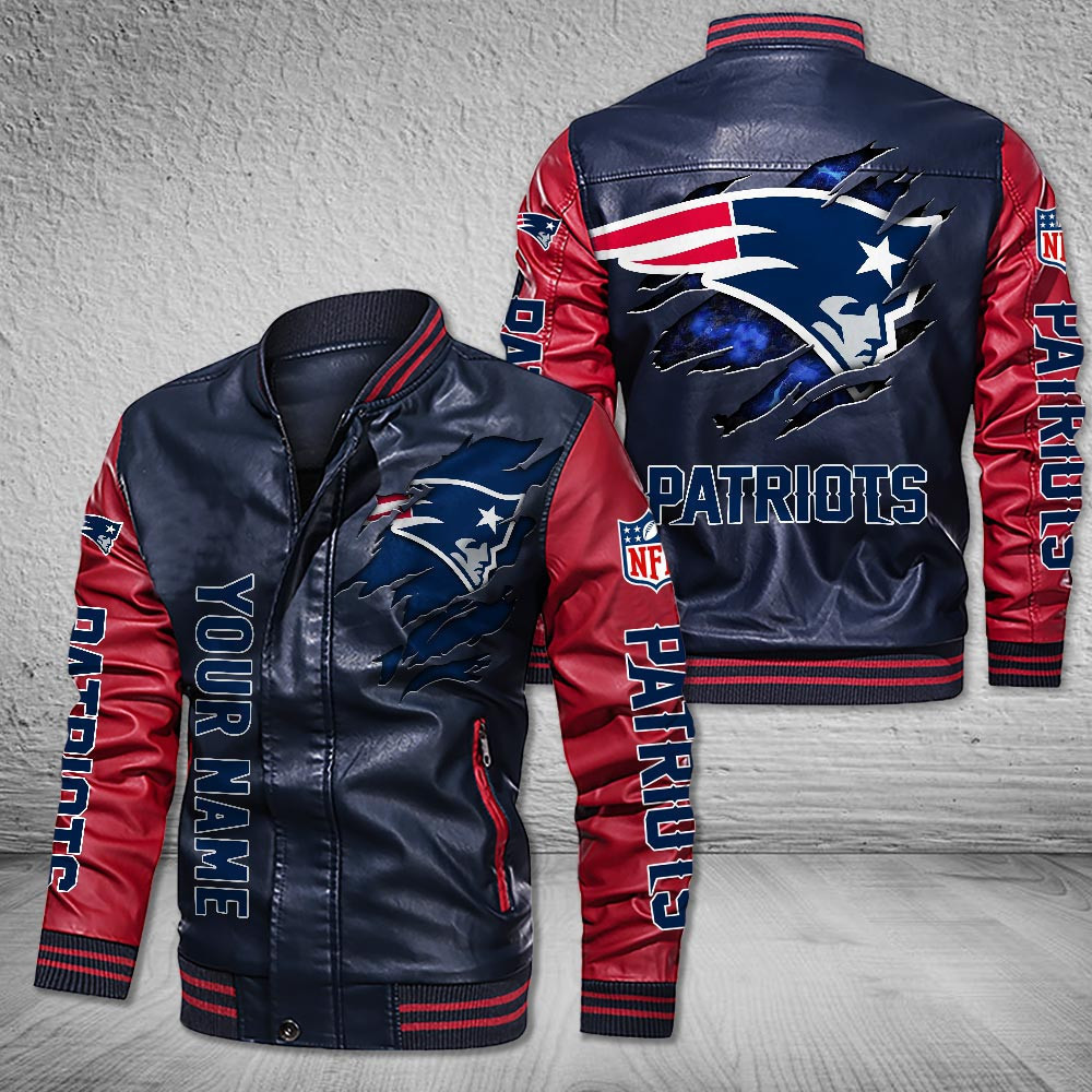 DMHQ0061 New England Patriots Signature Series Leather Jacket — Plush Sherpa Lining