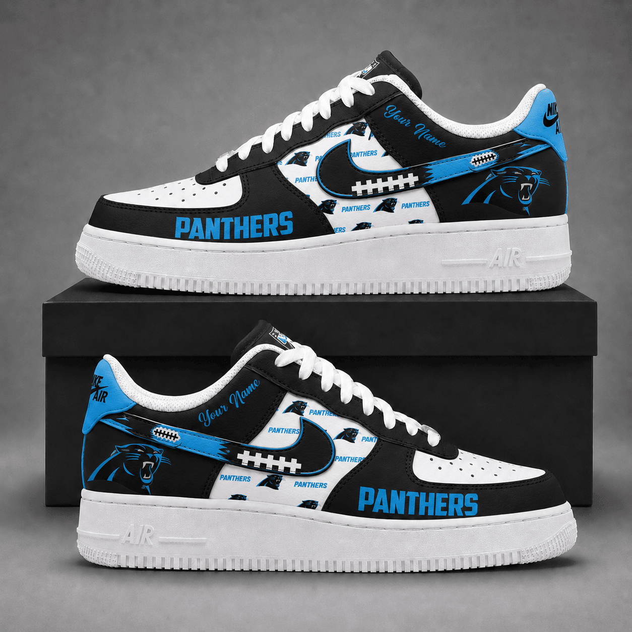 Carolina Panthers | Premium NFL Fear The Team AF1 Sneakers Personalized - VA37443