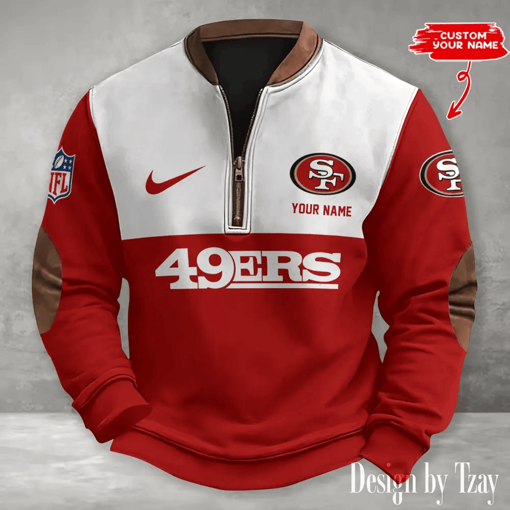 S9MPZNS195-San Francisco 49ers Premium Personalized Game-Day Quarter-Zip