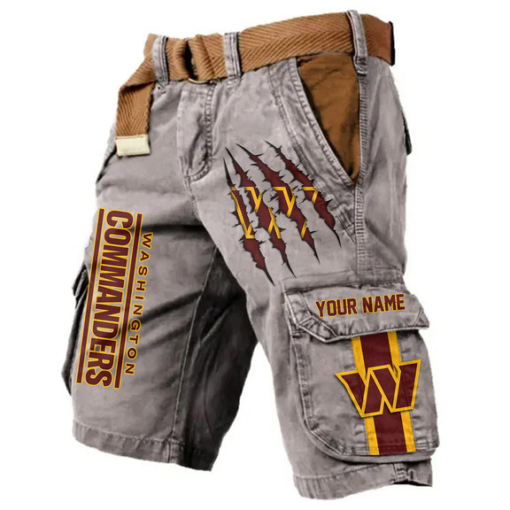 Washington Commanders Pocket Print Cargo Shorts (Belt Not Included) S9MCS238