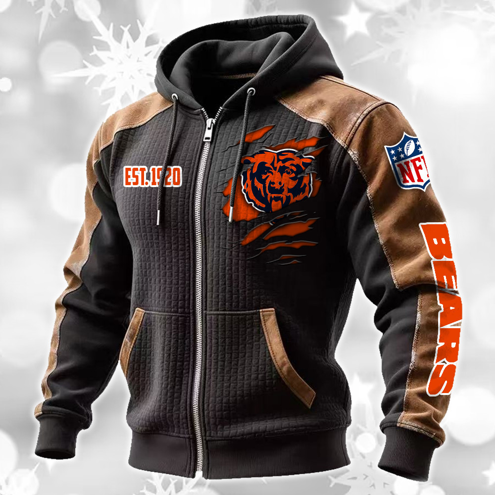 Chicago Bears Waffle Full-Zip Fleece Hoodie DMAG0006
