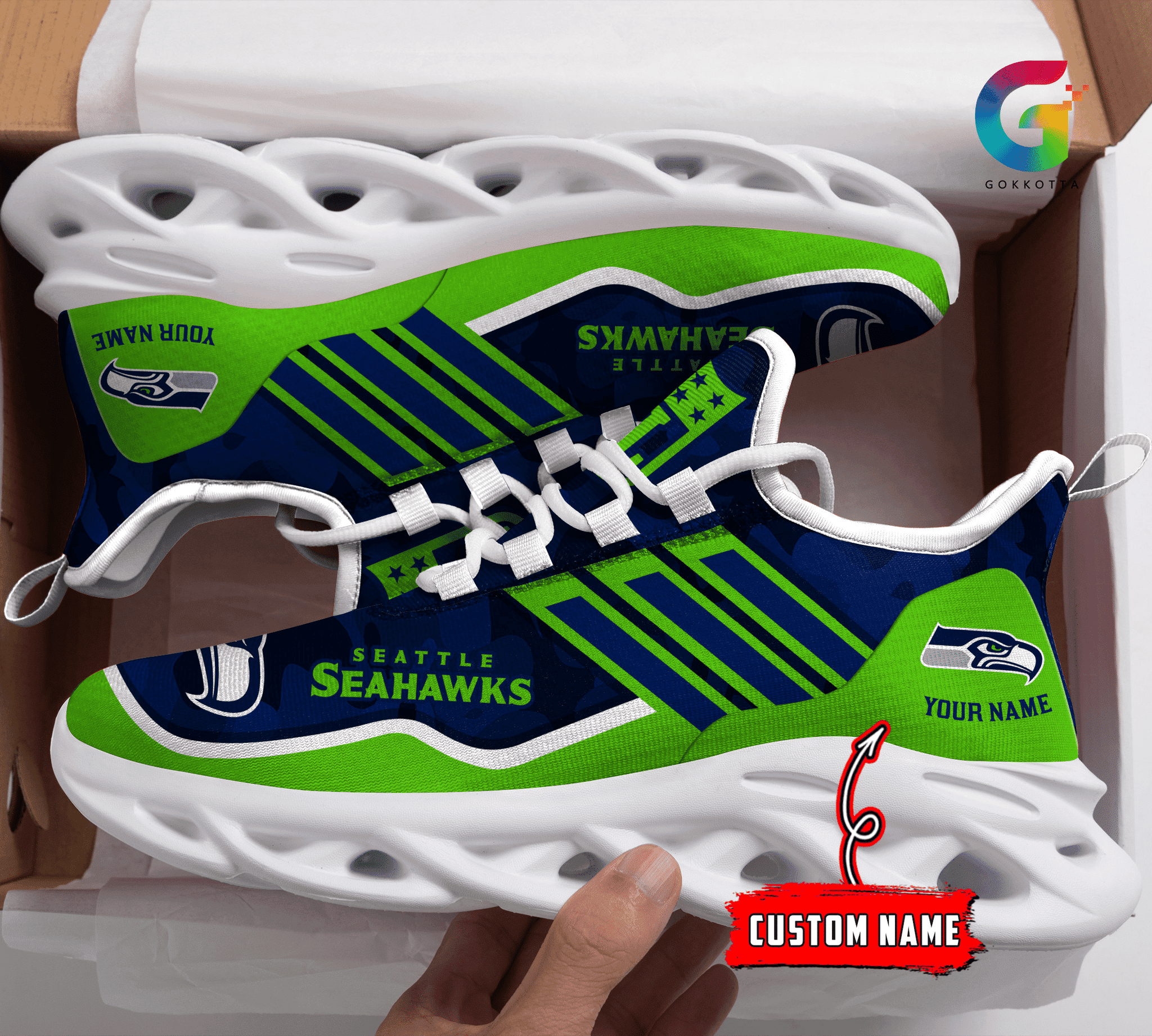 Seattle Seahawks Personalized Yezy Running Sneakers BG305