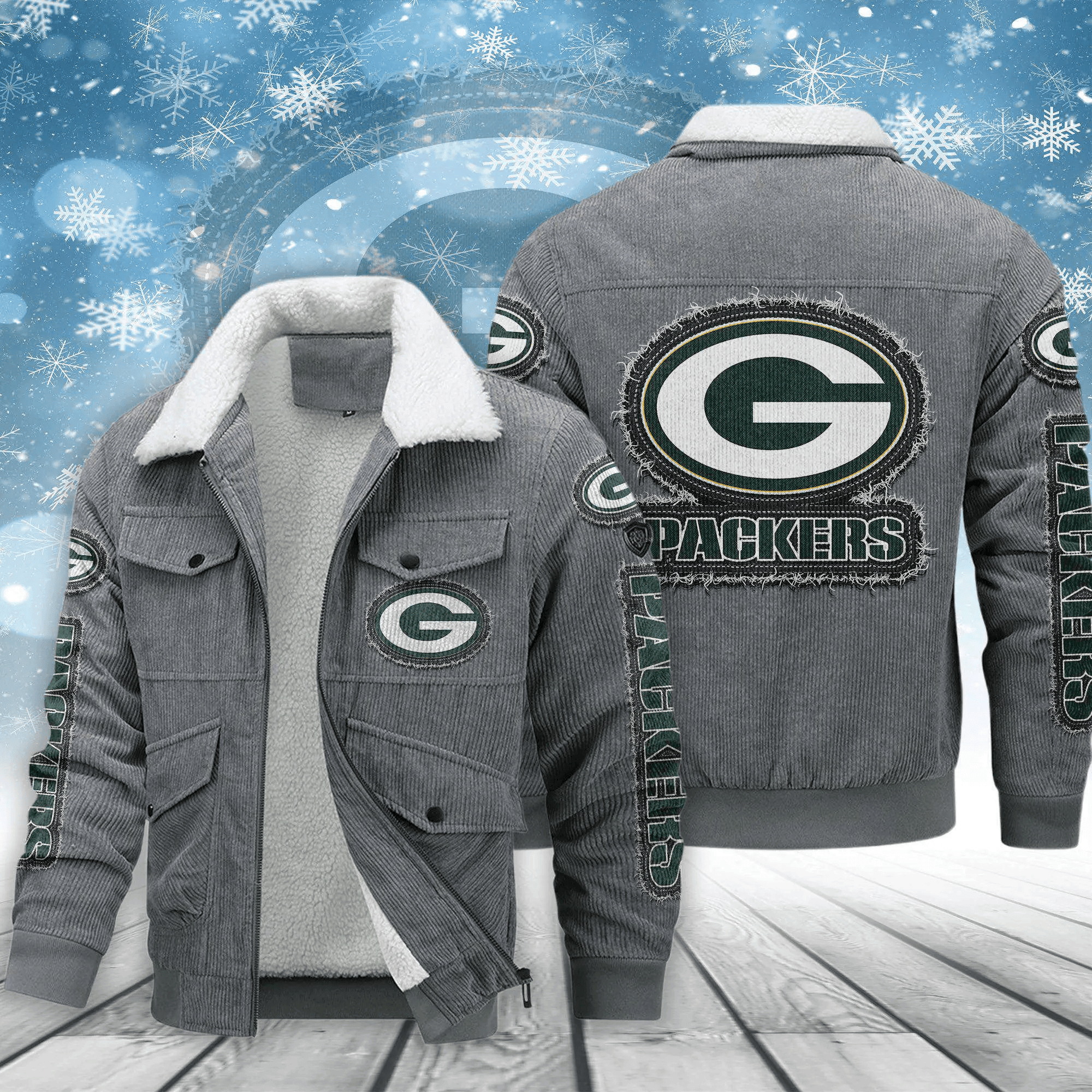 Green Bay Packers Men's Thickened Corduroy Jacket ANZVITCJ012