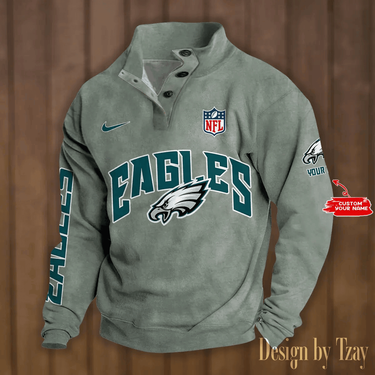Philadelphia Eagles Premium Stand-Collar Game-Day Pullover - Engineered Warmth & Personalized Name S9DBSCH058
