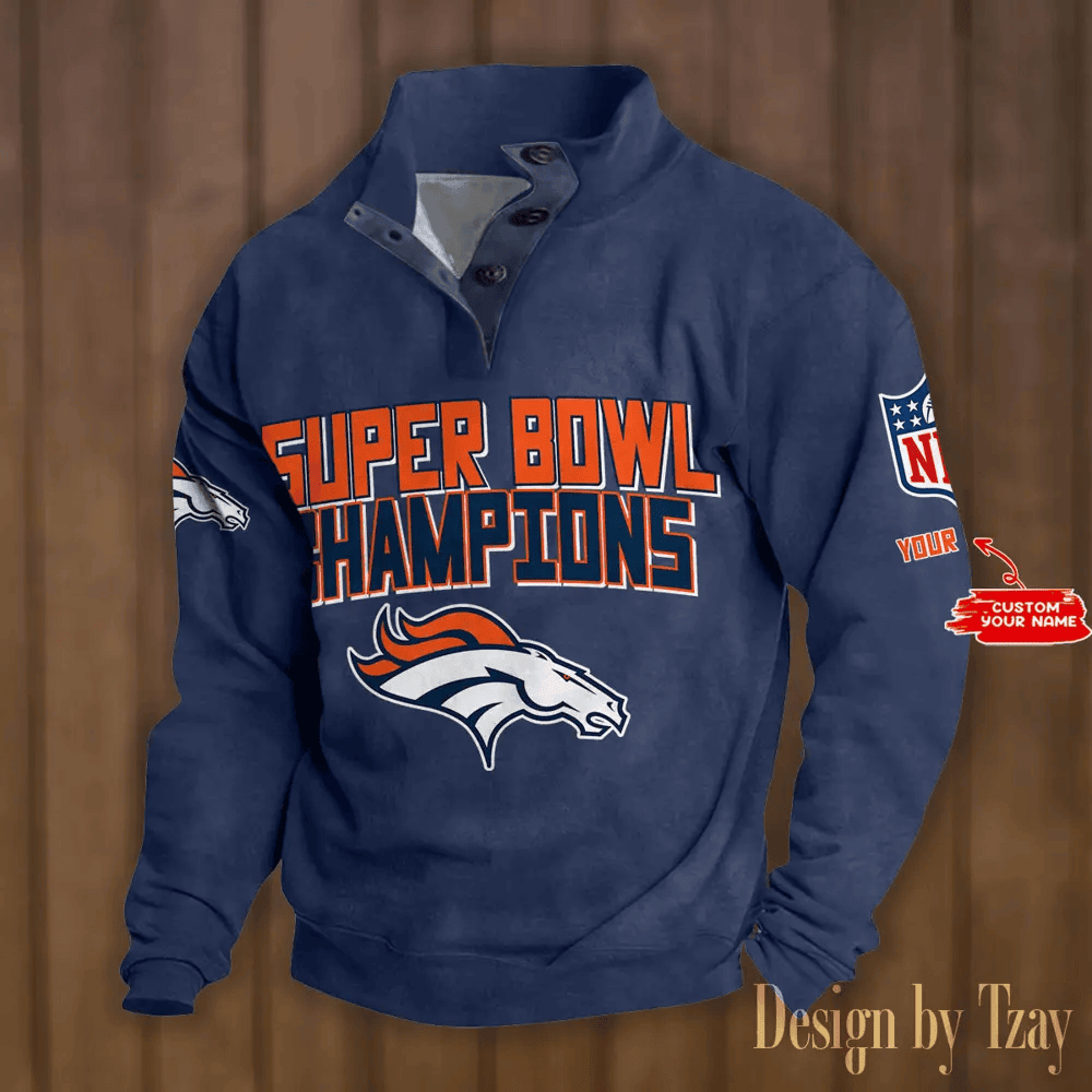SPTS9DBSCH294 -Denver Broncos Premium Stand-Collar Game-Day Pullover - Engineered Warmth & Personalized Names DV8