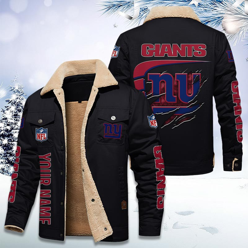 New York Giants Personalized Sherpa Fleece Trucker Jacket DMHL1041