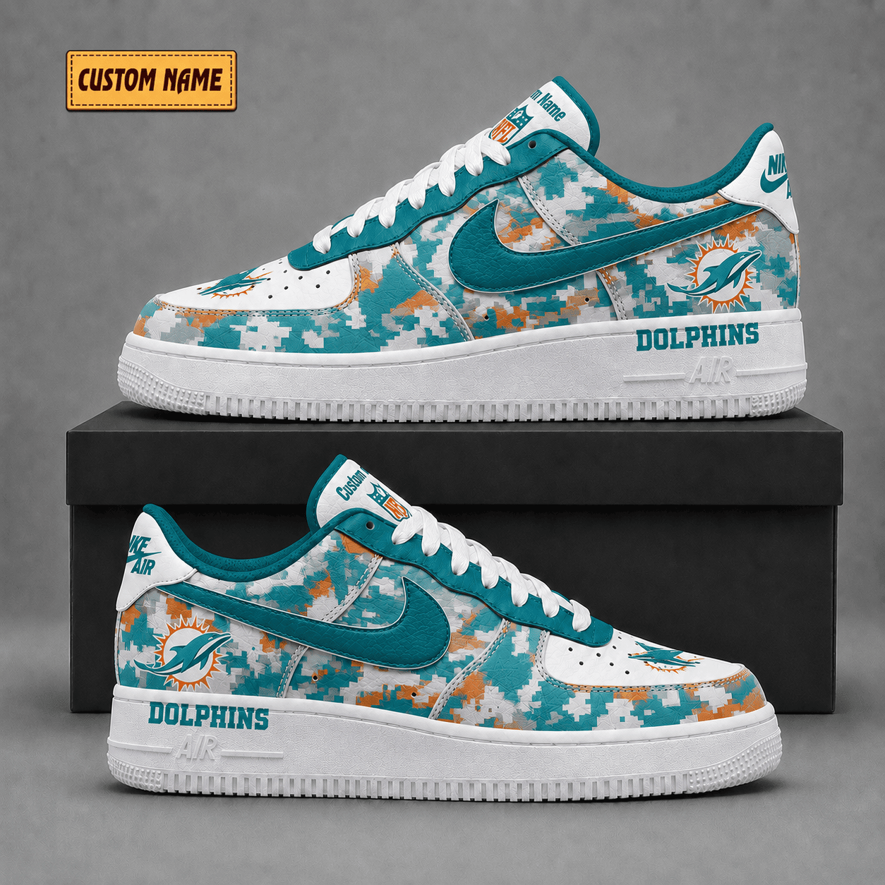 Miami Dolphins | Premium NFL Fear The Team AF1 Sneakers - VA38818