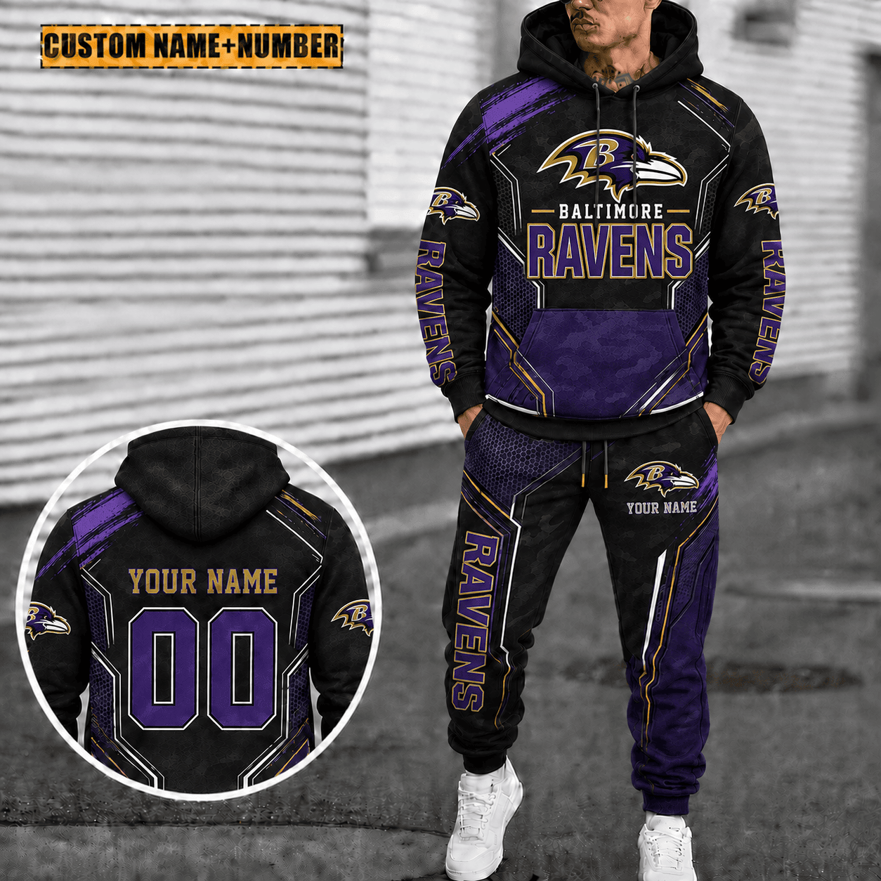 Baltimore Ravens Personalized Combo Hoodie And Sweatpants Gift For Fan VAN5008