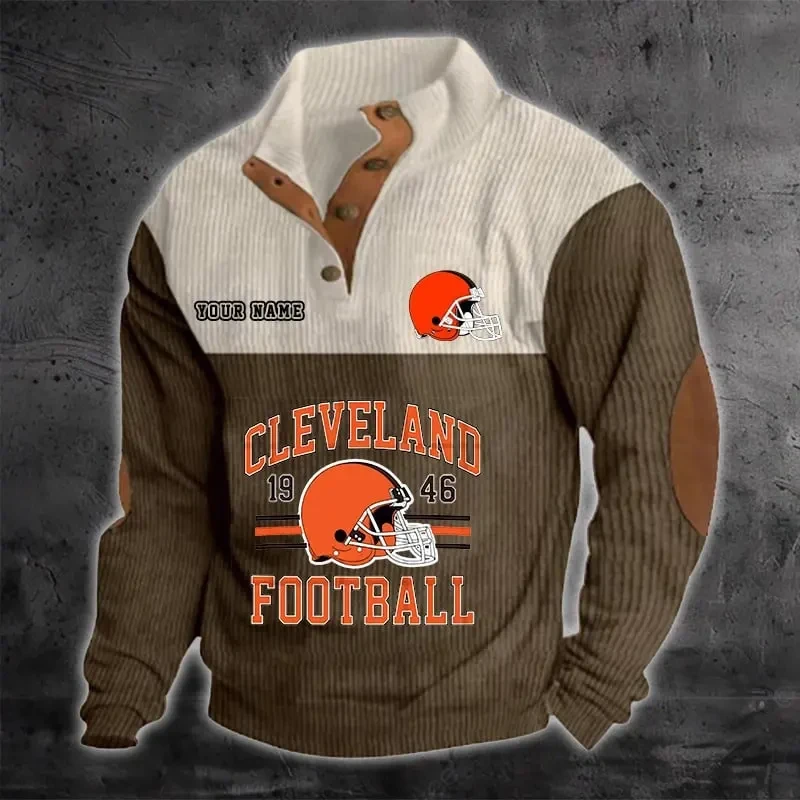 Cleveland Browns S9DBSCH1176 Color Block Stand Collar Sweatshirt