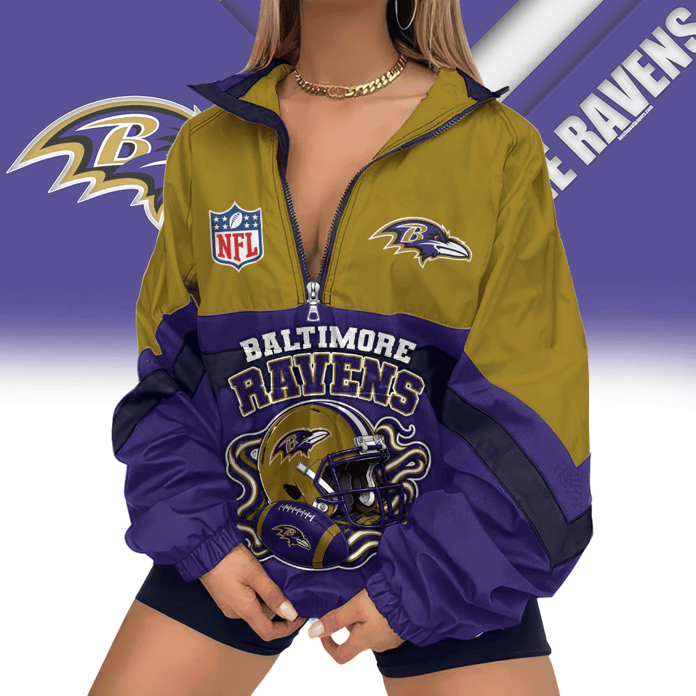Baltimore Ravens | Premium NFL Championship Vibe V-Neck Zipper Sweatshirt Jackets NTH1