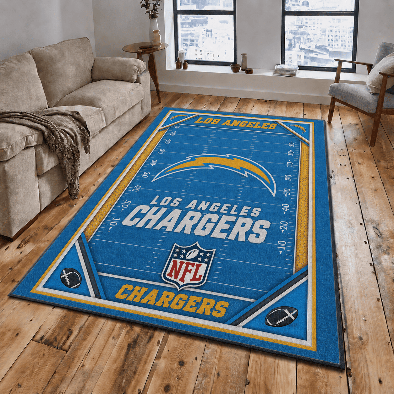 Los Angeles Chargers Rug Living Room Floor Decor Fan Gifts VA6028