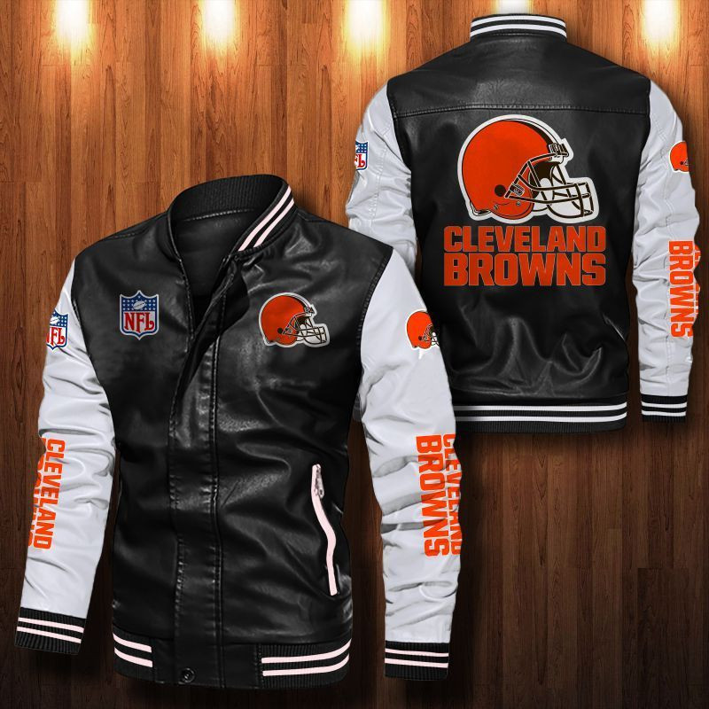 Signature Series Leather Jacket — Plush Sherpa Lining Cleveland Browns HVKE1015