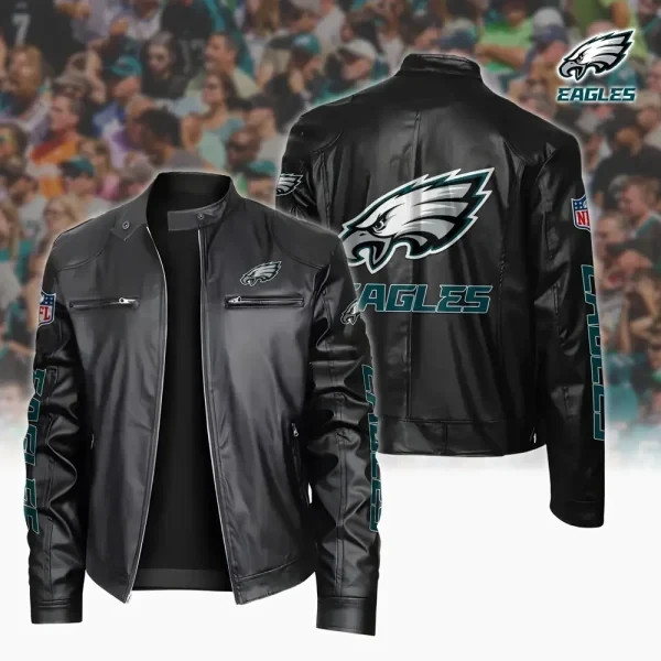 Ultra-Premium Leather Jacket Dual Zip Chest— Philadelphia Eagles SPTSLJ028