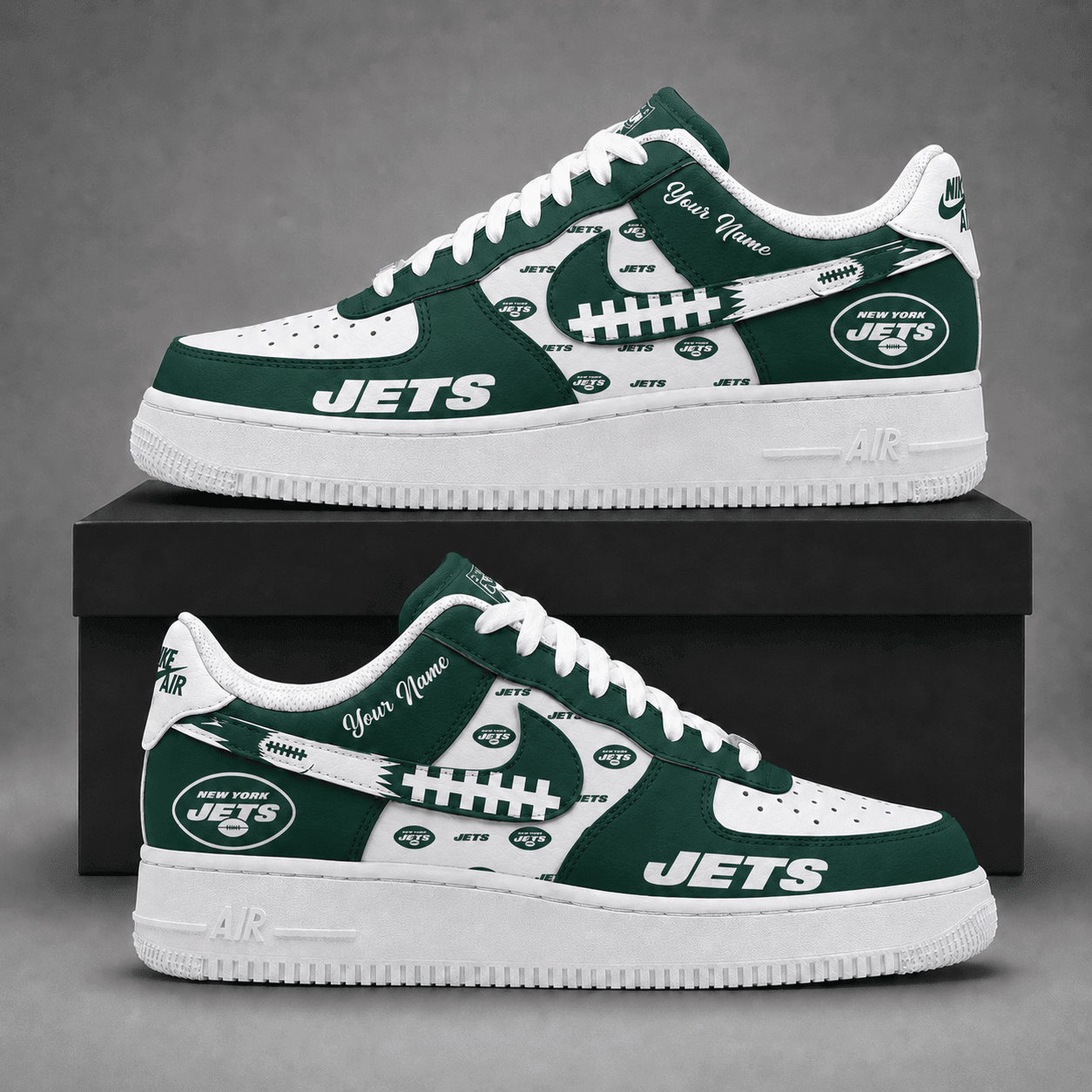 New York Jets | Premium NFL Fear The Team AF1 Sneakers Personalized - VA37424