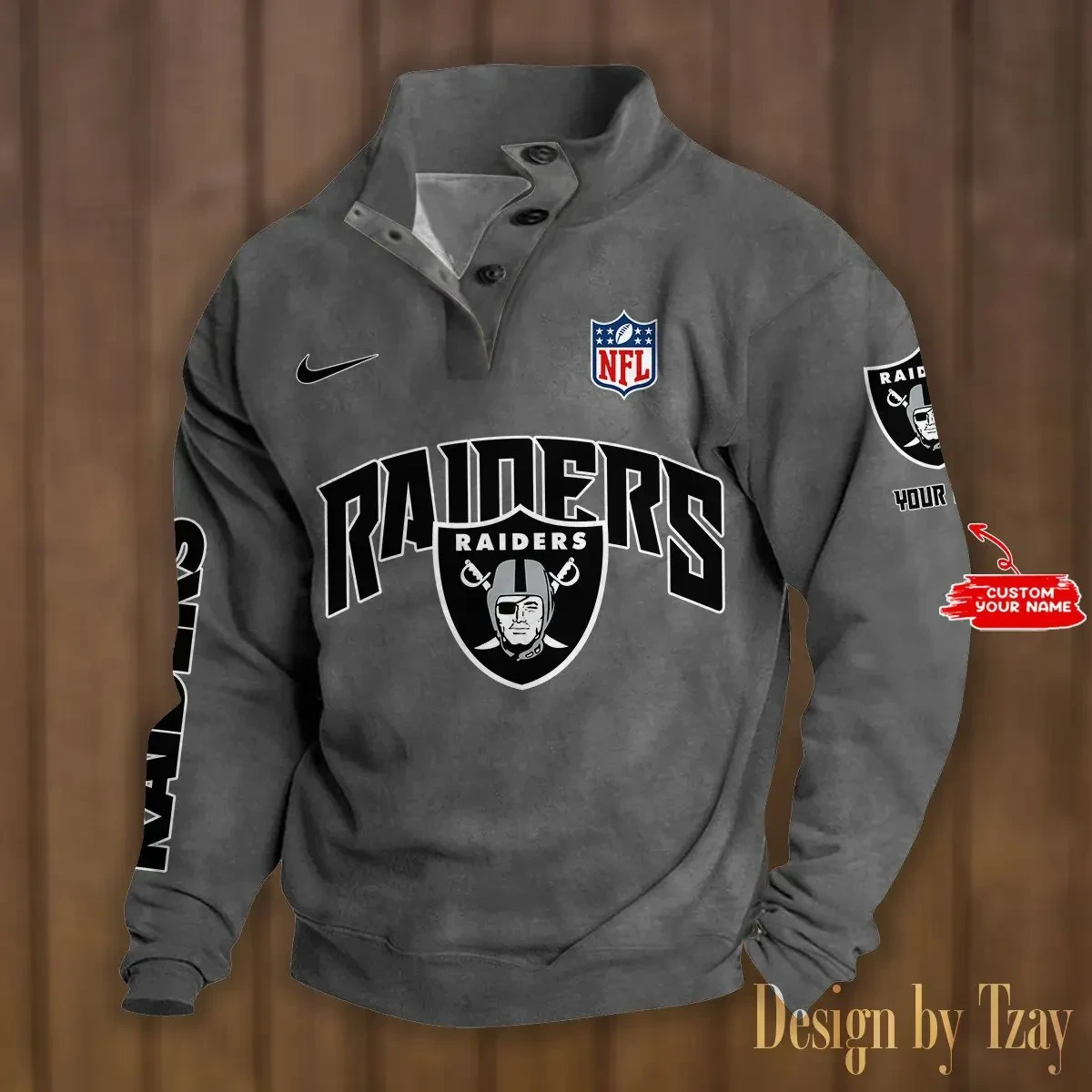 Las Vegas Raiders Premium Stand-Collar Game-Day Pullover - Engineered Warmth & Personalized Name S9DBSCH049