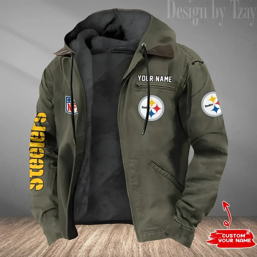 Pittsburgh Steelers Men's Casual Padded Jacket Hooded Trending 2026 SPTPJH092