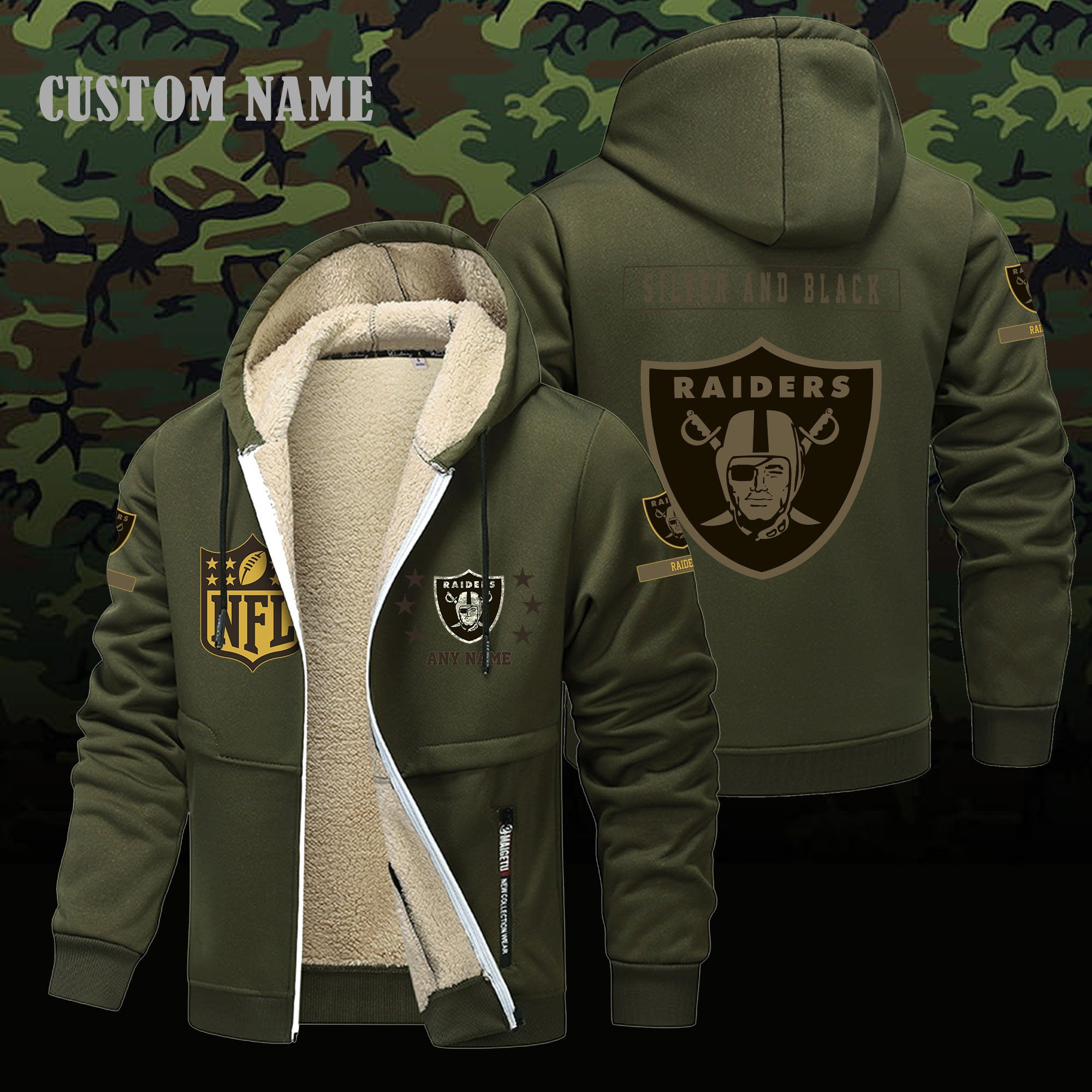 Las Vegas Raiders NFL-Lamb Fleece Thick Coat- Custom name 10154094N
