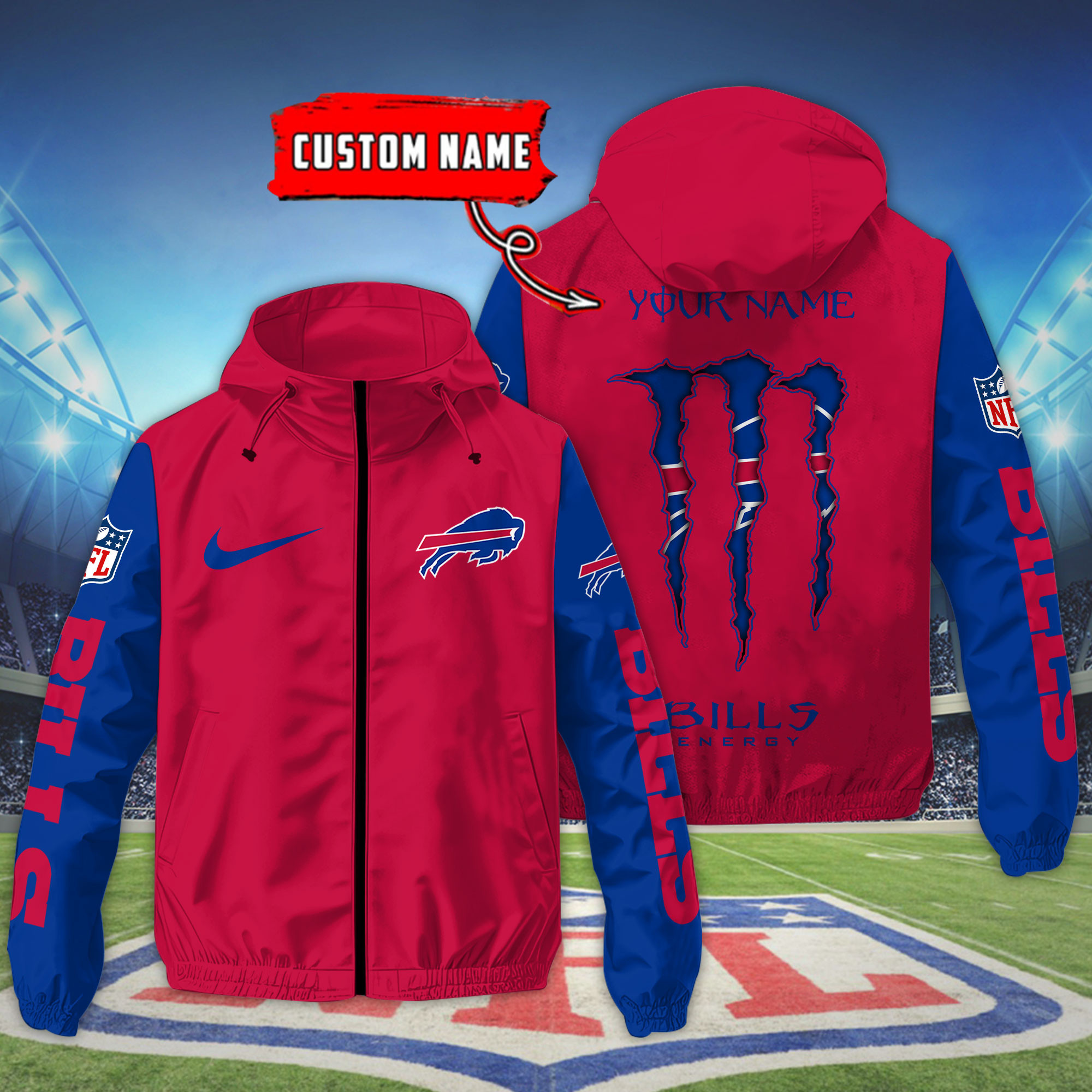 Buffalo Bills Custom Windbreaker Outdoor Jacket Sport Fan Gift SPTWJACKET036