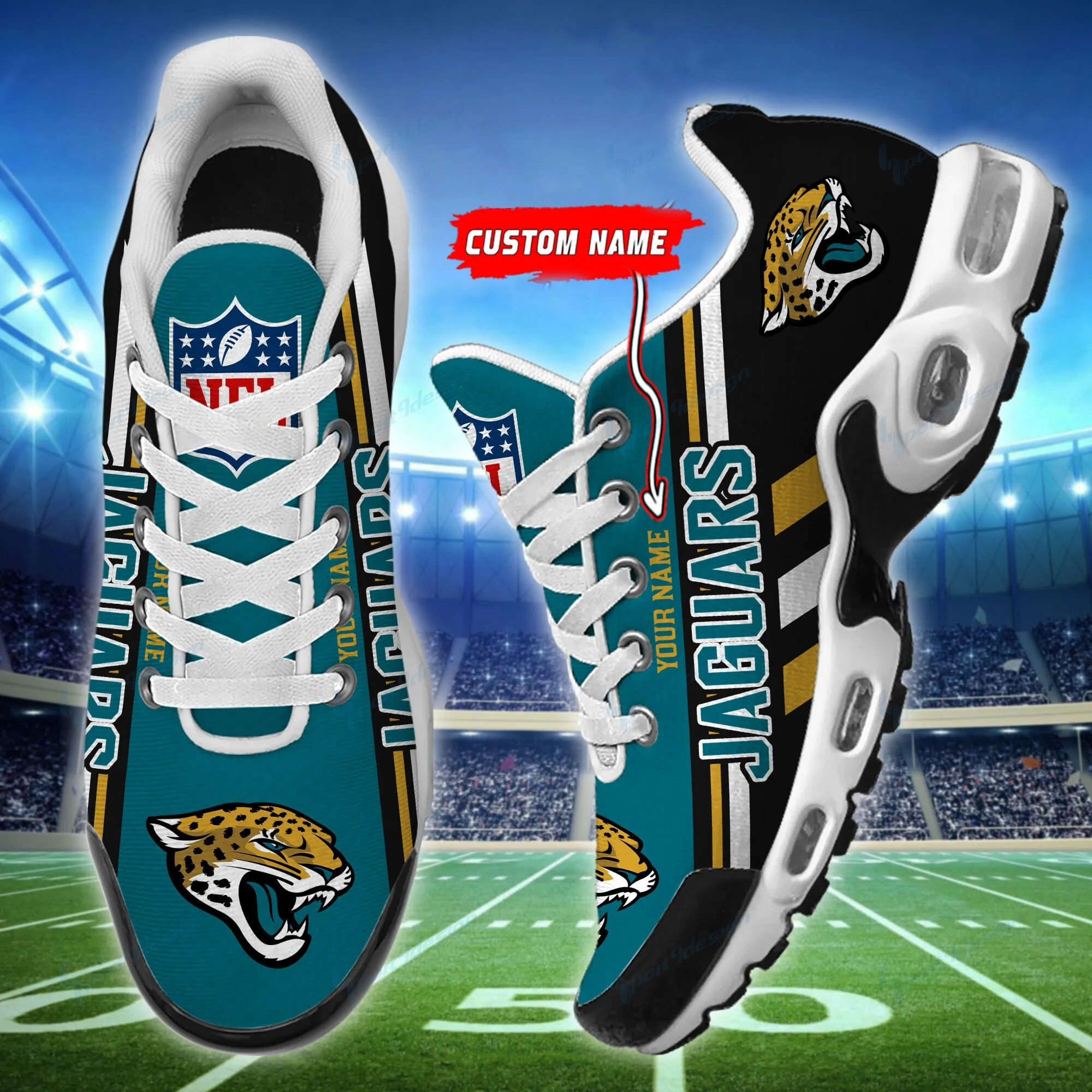 Jacksonville Jaguars Personalized Plus Sneakers BG62
