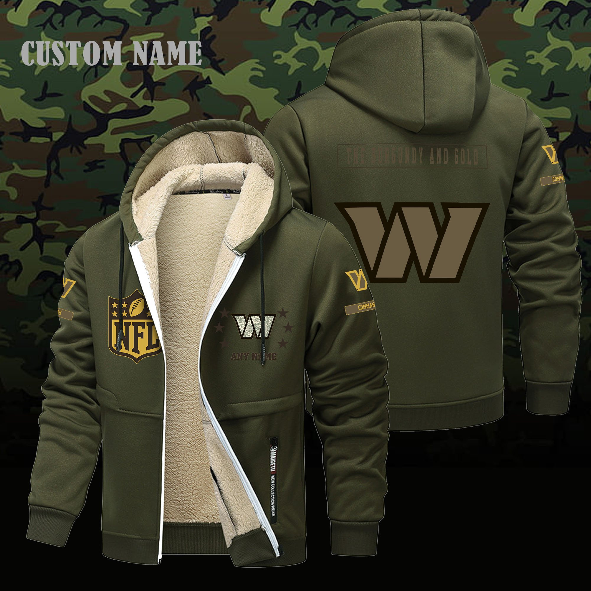 Washington Commanders NFL-Lamb Fleece Thick Coat- Custom name 10154094N