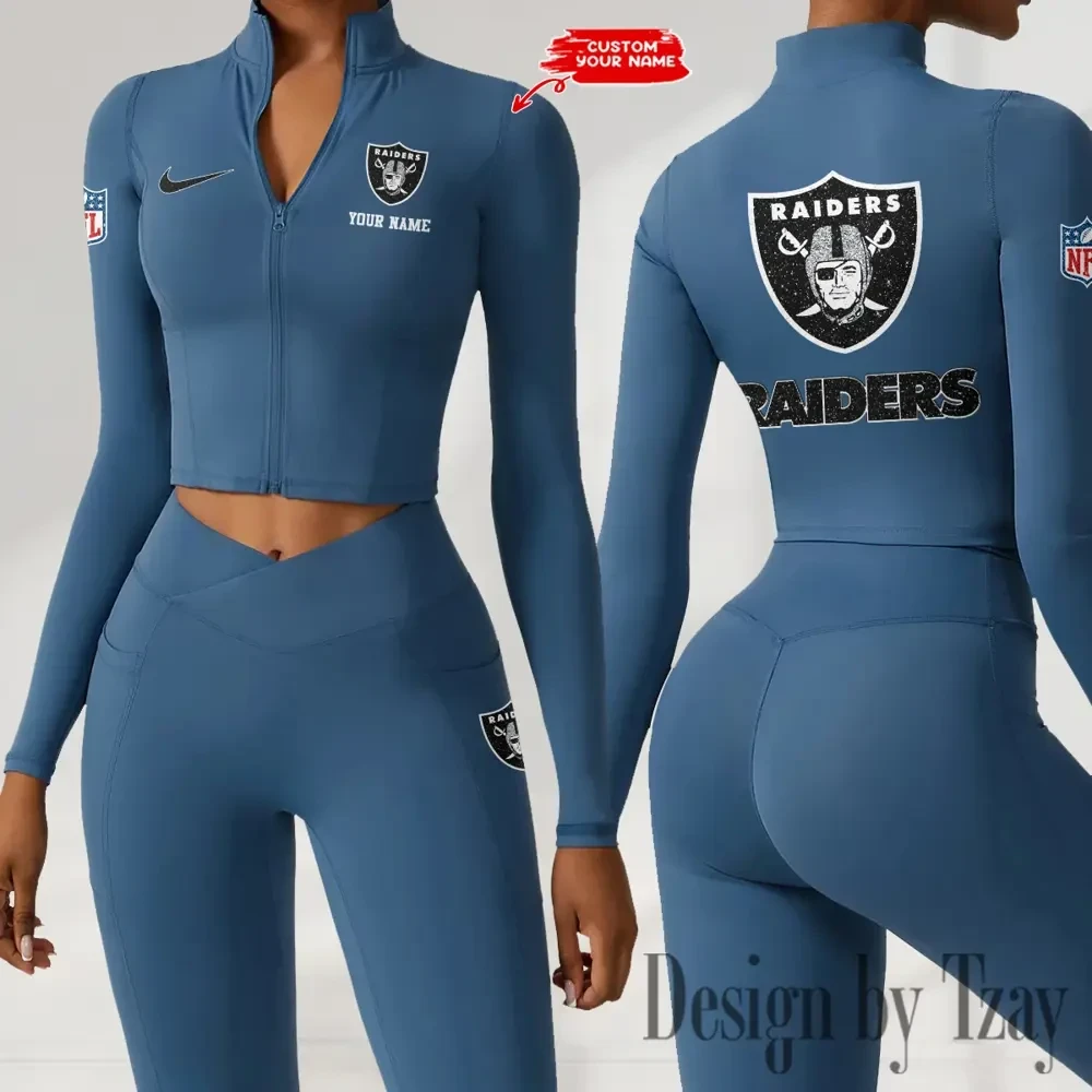Las Vegas Raiders Zipper Sports Top Women Gym Long Sleeve for Fitness SPTZSTW118