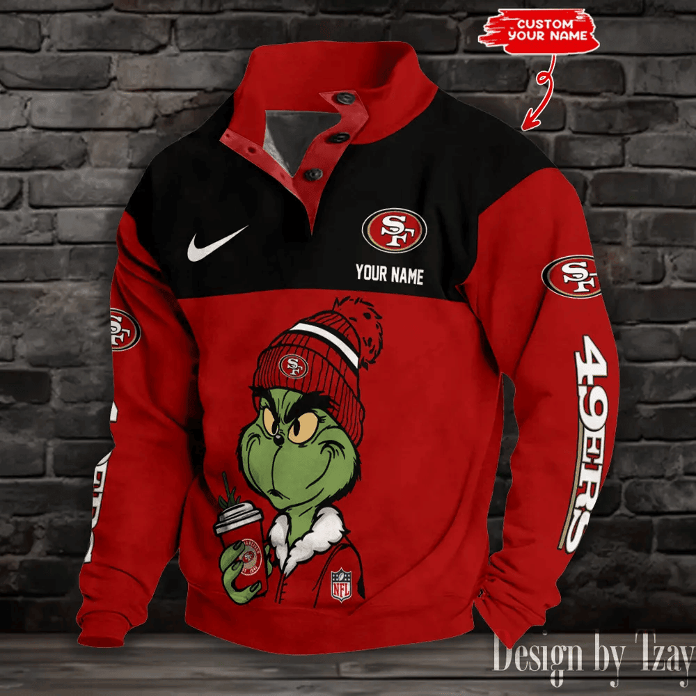 San Francisco 49ers Premium Stand-Collar Game-Day Pullover - Engineered Warmth & Personalized Name S9DBSCH723