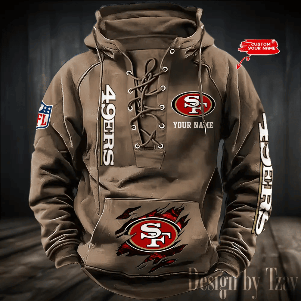 SPTS9HLUH124-San Francisco 49ers Men's Hooded Lace-up Hoodie