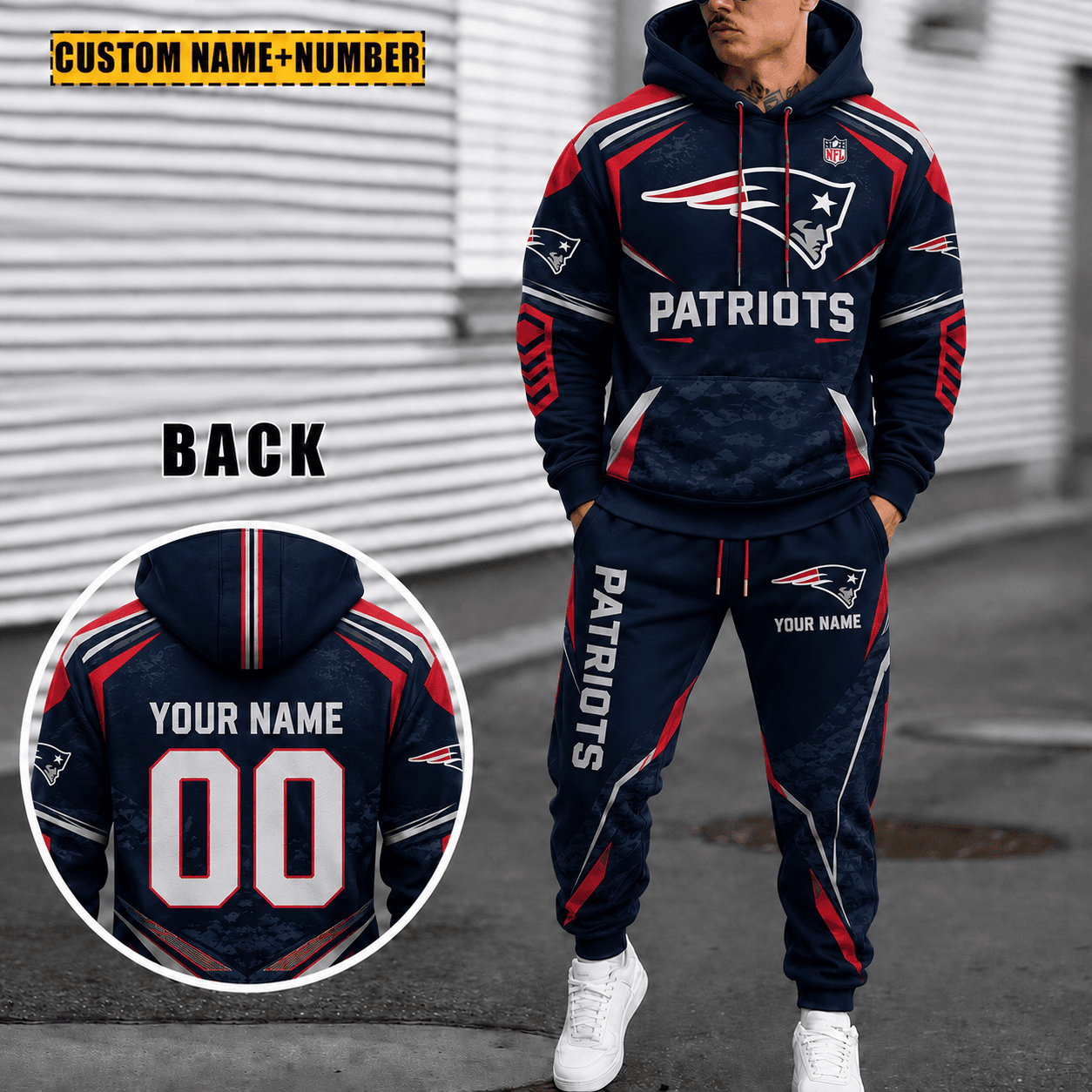 Personalized New England Patriots Combo Hoodie And Sweatpants Gift For Fan VA1015