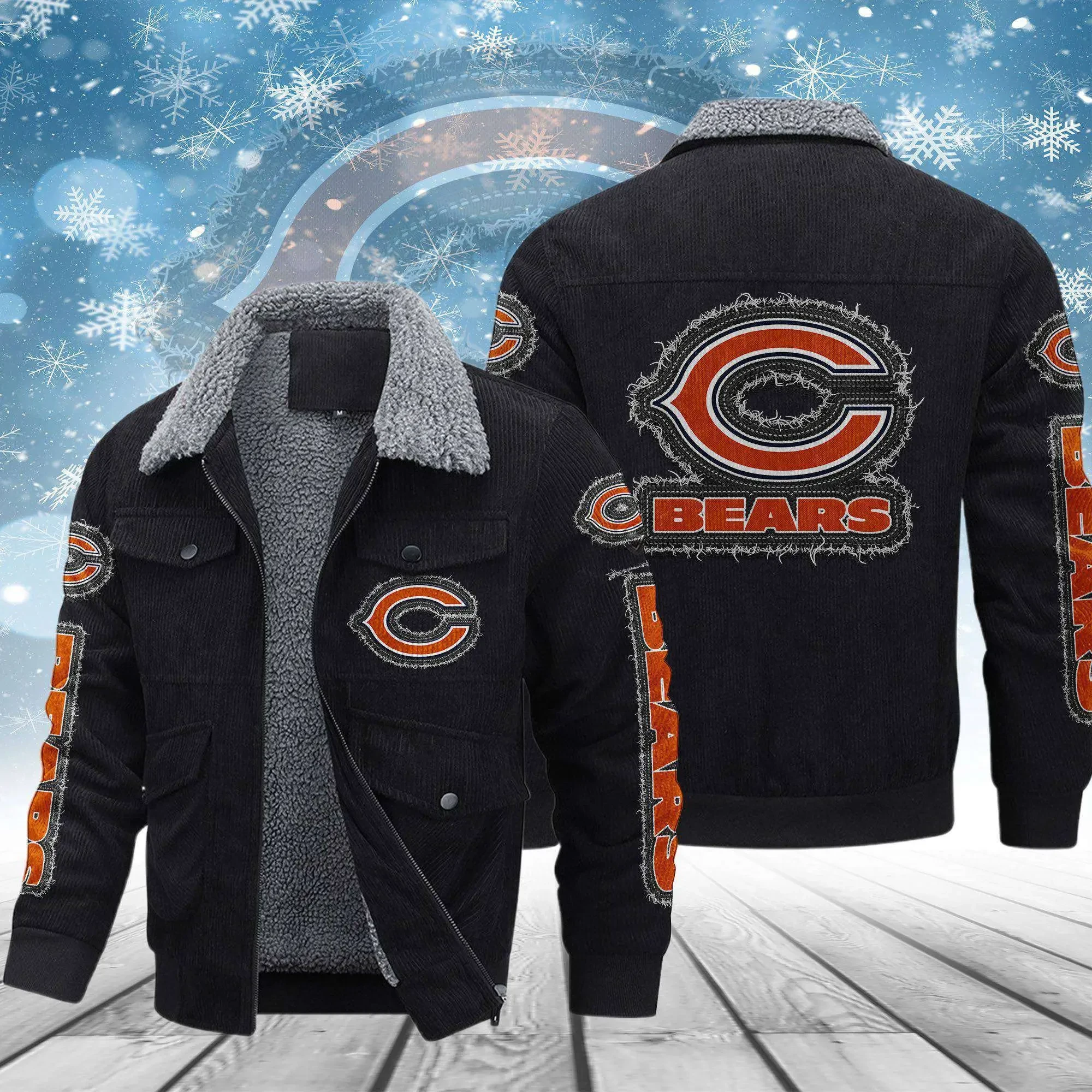 Chicago Bears Men's Thickened Corduroy Jacket ANZVITCJ006