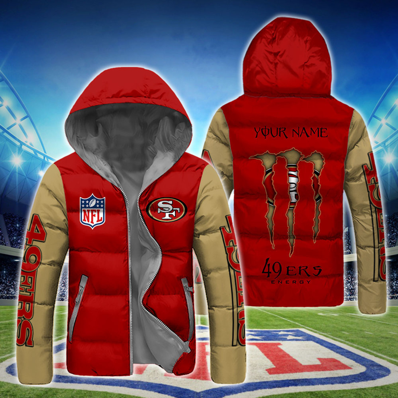 N.F.L.SAN-FRANCISCO-49ERS-TEAM-HOODED-SPORT-DOWN-JACKETS HJ879