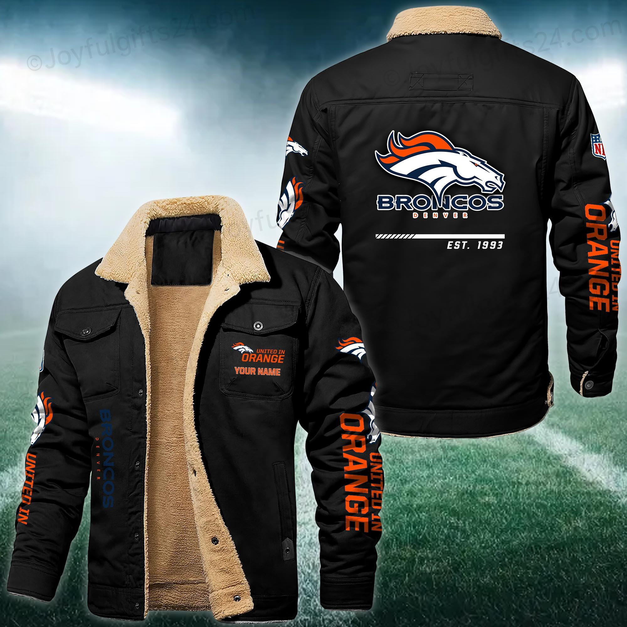 Denver Broncos FLEECE BOMBER JACKET Custom name 10043895N