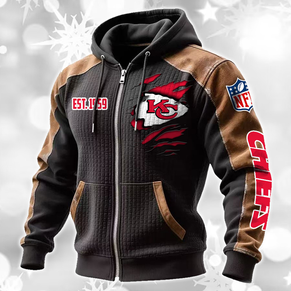Kansas City Chiefs Waffle Full-Zip Fleece Hoodie DMAG0016