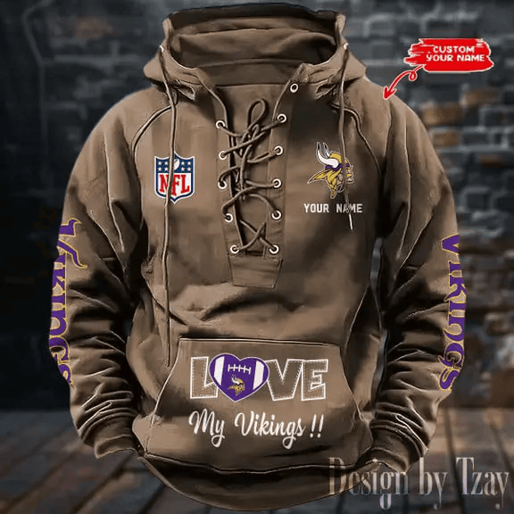 Minnesota Vikings Men's Hooded Lace-up Hoodie S9HLUH149