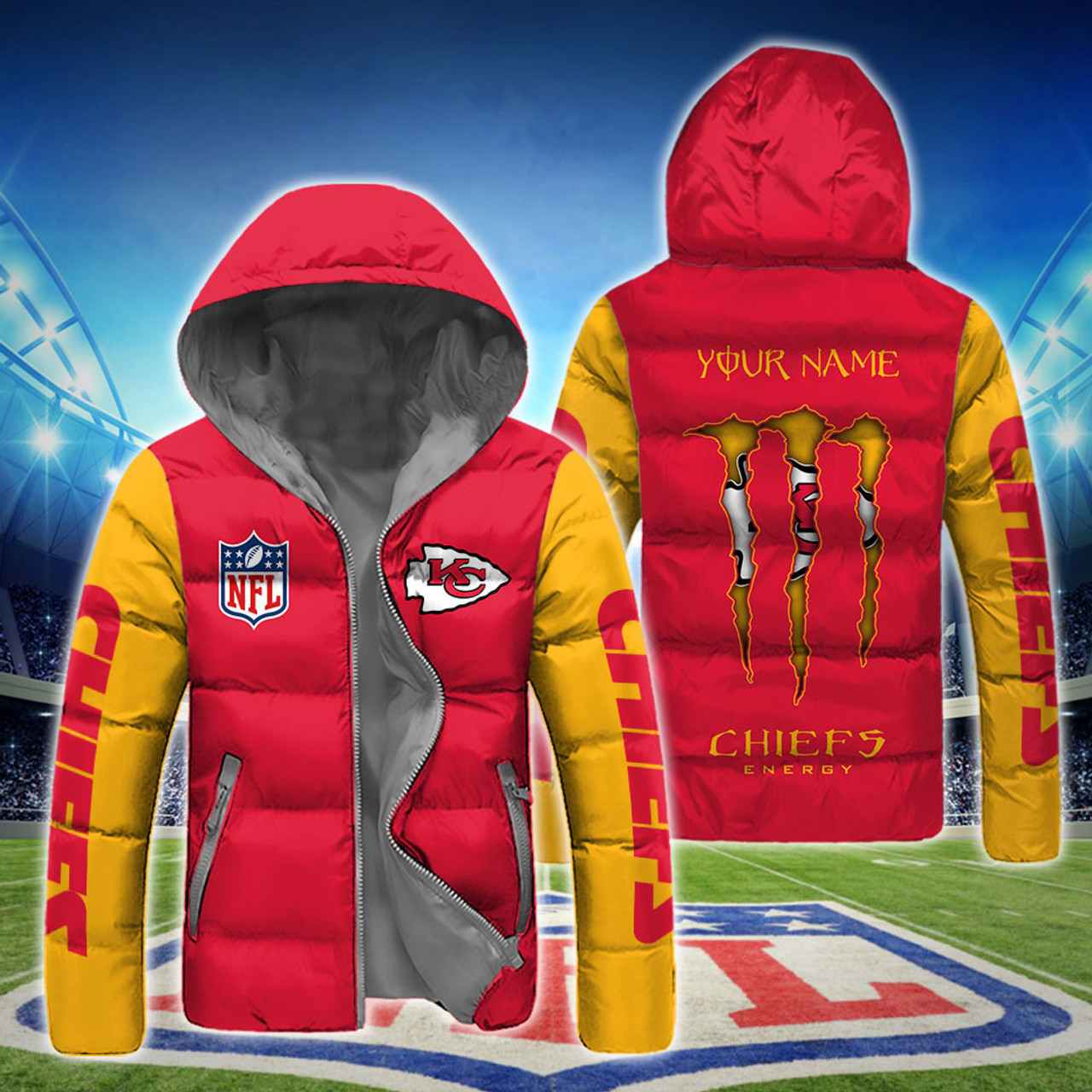 N.F.L.KANSS-CITY-CHIEFS-TEAM-HOODED-SPORT-DOWN-JACKETS BH787