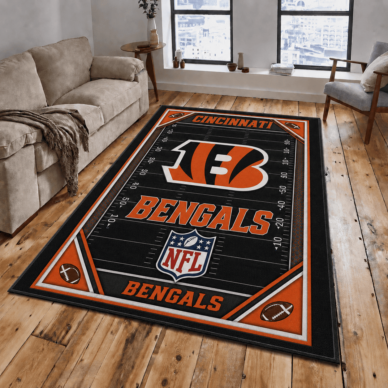 Cincinnati Bengals Rug Living Room Floor Decor Fan Gifts VA6023